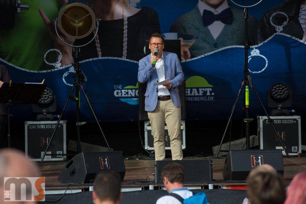 Event Moderator Gerd Edler beim Bergstadtfest Freiberg gerdedler.de